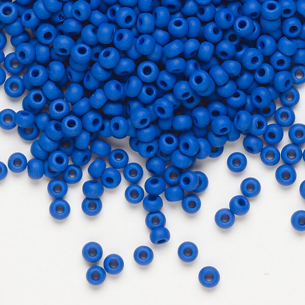 Seed bead, Preciosa Ornela Czech glass, pkg/500g, #8 rocaille, opaque matte blue, (33050). image number 0