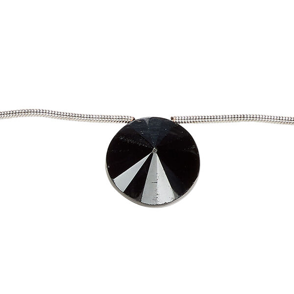 Black spinel 1pkg6, hand-cut top-drilled faceted rivoli bead B grade, 14x8mm-16x12mm image number 0