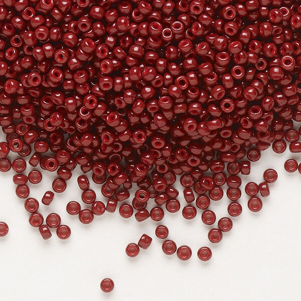 Seed bead, Miyuki, glass, pkg/250g, #11 rocaille, Duracoat® opaque outside dyed maroon, (RR-4470). image number 0