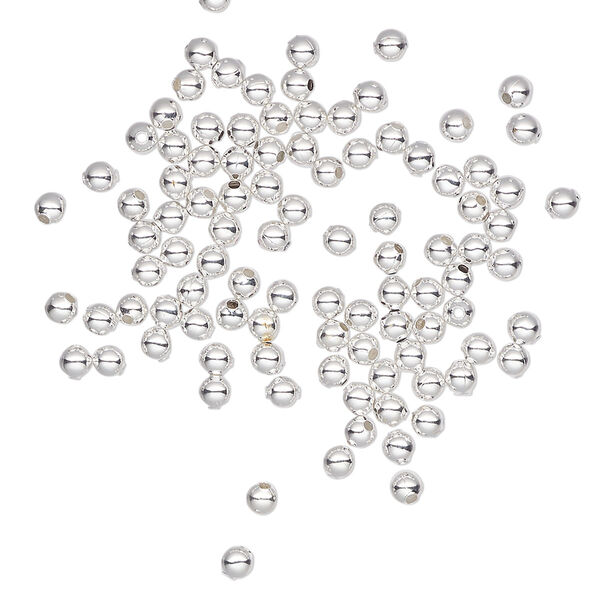 Bead 1pkg20 silver-plated steel, 2.5mm round. image number 0