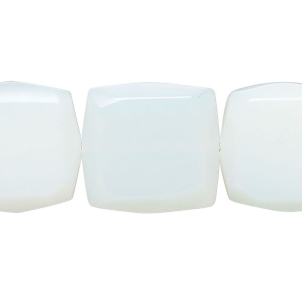 Bead, sea "opal" glass (manmade) 1pkg1, 19-20mm rounded flat square, 15 inches. image number 0
