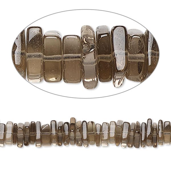 Bead, smoky quartz (heated / irradiated), 4x1mm-6x2mm hand-cut square rondelle, B grade, Mohs hardness 7. Sold per 8-inch strand, approximately 95-150 beads. image number 0