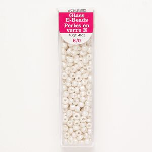 Seed bead glass 1pk #6 round, opaque cream, 40 gram