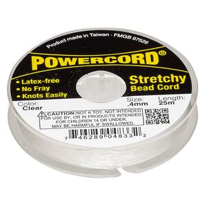 Cord, Powercord®, elastic, clear, 0.4mm, 3.5 pound test. Sold per 25-meter spool.