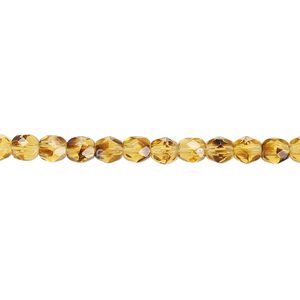 Bead, Czech fire-polished glass, tortoise, 4mm faceted round. Sold per 15-1/2" to 16" strand, approximately 100 beads.