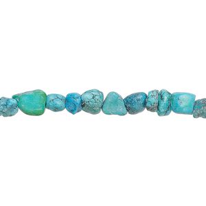Bead, "turquoise" (resin) (imitation), blue, mini nugget, Sold per 15-inch strand, approximately 45 beads.