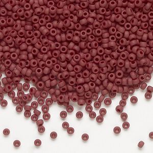 Seed bead, Miyuki, glass, pkg/250g, #11 rocaille, opaque matte currant, (RR-419F).