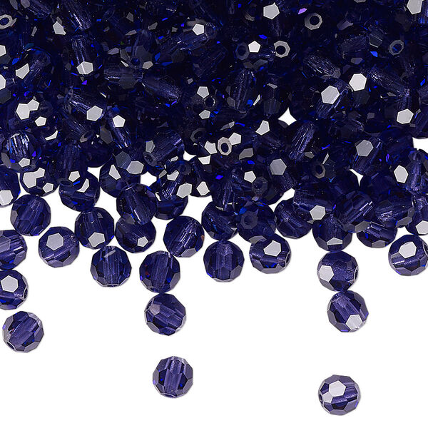 Bead 24pk deep tanzanite, Preciosa Czech crystal 4mm round image number 0