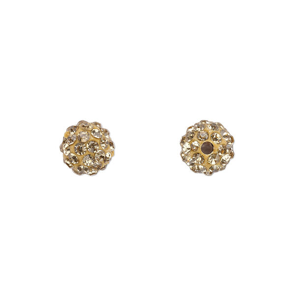 Bead, glass rhinestone / epoxy / resin, champagne, 8mm round. Sold individually. image number 0