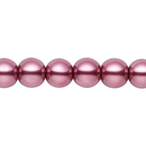 Bead, crystal pearl, dusty rose, 9-10mm round. Sold per pkg of (2) 15-1/2" to 16" strands, approximately 80 beads.
