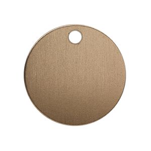 Drop, anodized aluminum, brown, 25.5mm double-sided flat round blank with 3mm hole, 20 gauge. Sold per pkg of 10.