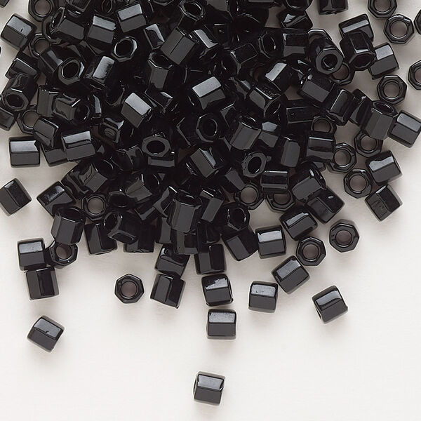 Seed bead, Delica®, glass, pkg/250g, #8 cut, opaque black (DBLC-0010). image number 0