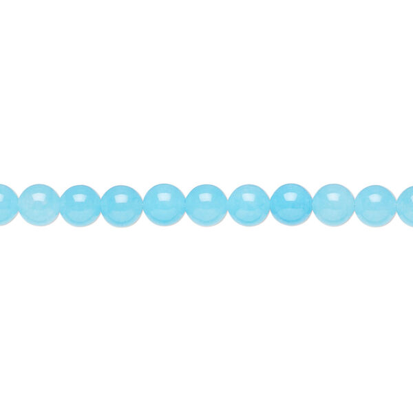 Bead, Malaysia "jade" (quartz) (dyed), turquoise blue, 4mm round, B grade, Mohs hardness 7. Sold per 15-1/2" to 16" strand. image number 0