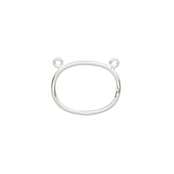 Connector, sterling silver, 18x14mm open oval with 2 loops. Sold individually. image number 0