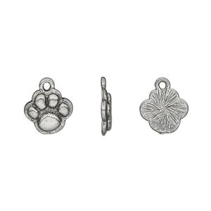 Charm, pewter (tin-based alloy), pkg/1, antiqued, 10mm single-sided paw print.