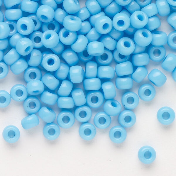Seed bead, Miyuki, glass, pkg/25g, #6 rocaille, opaque turquoise blue, (RR-413). image number 0