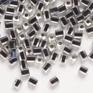Seed bead, Miyuki 1pkg10g, glass, 3.5-3.7mm square, transparent black inside dyed color clear (SB-1106)