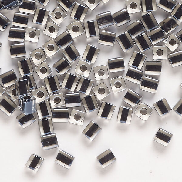 Seed bead, Miyuki 1pkg10g, glass, 3.5-3.7mm square, transparent black inside dyed color clear (SB-1106) image number 0