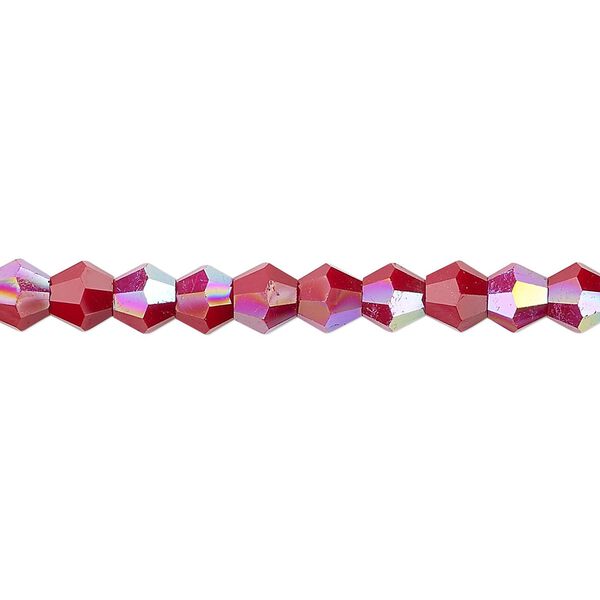 Bead 1pk opaque red AB, Celestial Crystal® 6mm bicone 15.5-16 inch image number 0