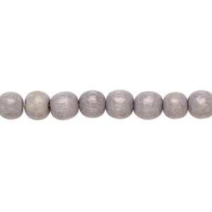 Bead, Taiwanese cheesewood (dyed / waxed), grey, 5-6mm round. Sold per pkg of (2) 15-1/2" to 16" strands.