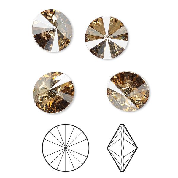 Chaton 4pk crystal golden shadow foil back, Crystal Passions® 10.54-10.91mm rivoli SS47 1122 image number 0