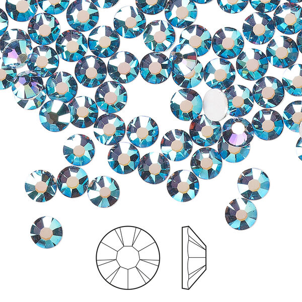 Flat back 144pk denim blue AB foil back, Preciosa MAXIMA Czech crystal rhinestone 4.6-4.8mm chaton rose round SS20 image number 0