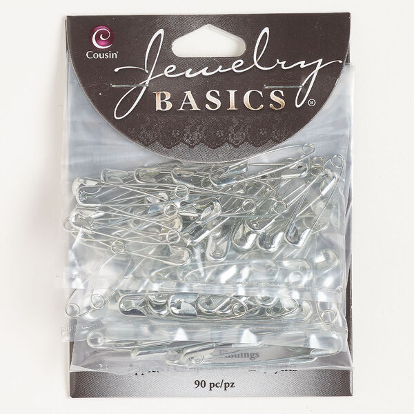 Safety pin assortment, steel, pkg/90, 1 inch to 1-1/2 inches, antique silver finish. image number 0