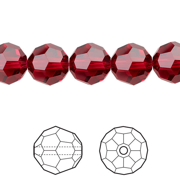 Bead 144pk scarlet, Swarovski® 10mm round 5000 image number 0