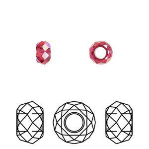 Bead 4pk scarlet shimmer 2X, Crystal Passions® 6x3.75mm briolette XL hole 5042