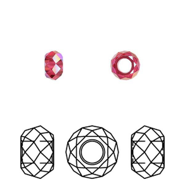 Bead 4pk scarlet shimmer 2X, Crystal Passions® 6x3.75mm briolette XL hole 5042 image number 0