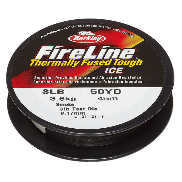 Thread, Berkley® FireLine®, high-modulus polyethylene, 8-fiber braid, smoke, 0.17mm diameter, 8-pound test. Sold per 50-yard spool. image number 0
