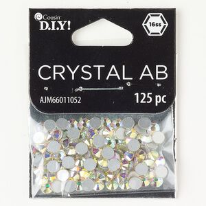 Flat back glass 125pk clear AB, 3.80-4.00mm faceted round, SS16