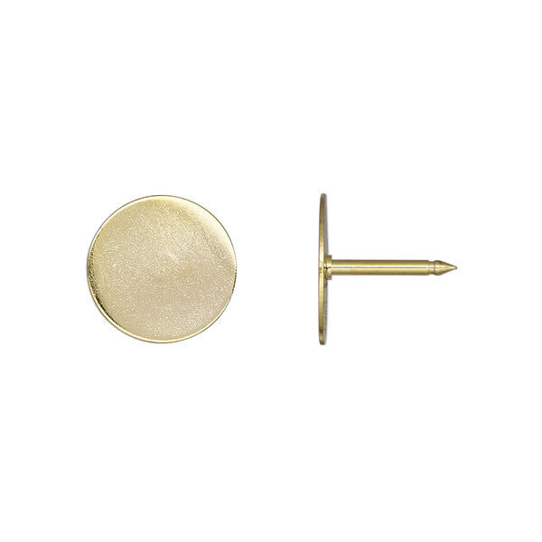 Tie tac back, gold-finished brass, 12mm flat round pad. Sold per pkg of 10. image number 0