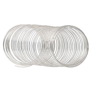 Memory wire 1pkg1 stainless steel, 2-1/4 inch bracelet, 1 ounce 0.65-0.75mm thick, silver plate