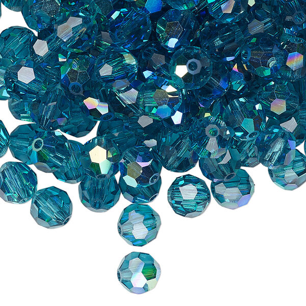 Bead 24pk indicolite AB, Preciosa Czech crystal 6mm round image number 0