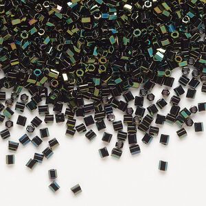 Seed bead, Miyuki, glass, pkg/250g, #11 2-cut hex, opaque metallic iris forest green (HEX-613).