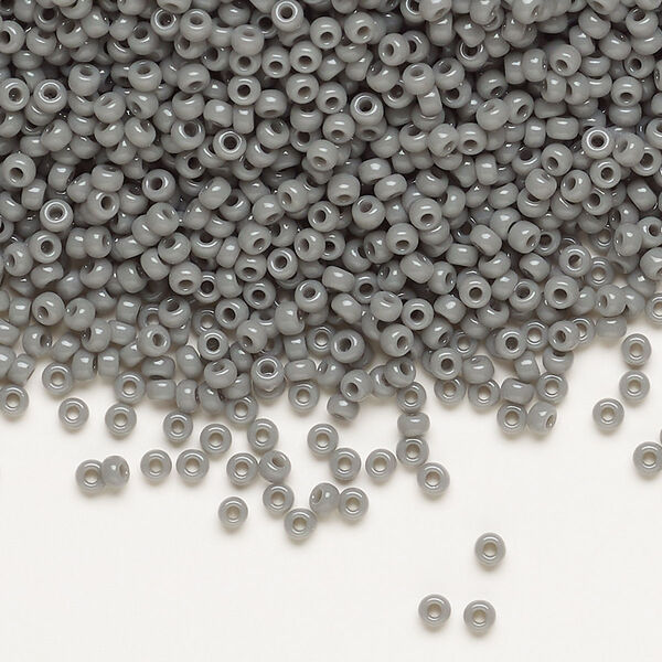 Seed bead, Miyuki, glass, pkg/25g, #11 rocaille, opaque grey, (RR-499). image number 0