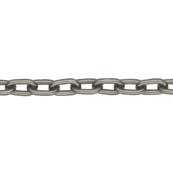 Chain, anodized aluminum, gunmetal, 5mm oval cable. Sold per pkg of 5 feet. image number 0
