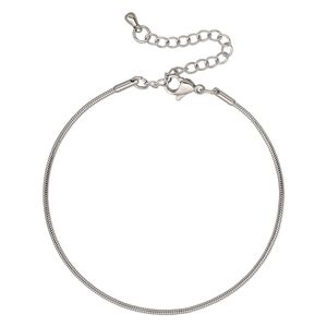 Chain 1pkg1 snake, 1.5mm / lobster claw clasp, stainless steel 8.5 inch