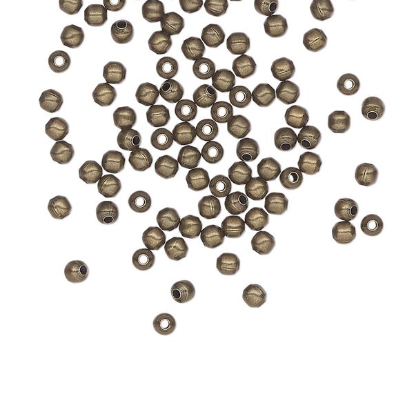 Bead, antique brass-plated steel, 2.5mm round. Sold per pkg of 500. image number 0