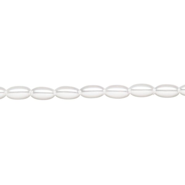 Pearl 1pk white, Celestial Crystal® 6x3.5mm rice 15.5-16 inch image number 0