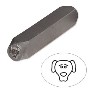 Stamp punch, tempered chrome vanadium steel, 5.5x5mm dog face, 2-3/4 x 3/8 inches. Sold individually.