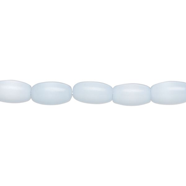 Bead, fiber optic glass, pkg/14 inch, opaque pale blue, 10x6mm center-drilled oval. image number 0