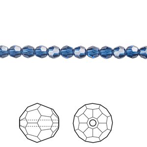Bead 720pk dark sapphire, Swarovski® ReCreated™ 4mm round 5000