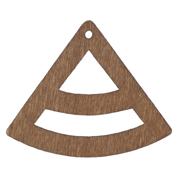 Focal, fiberboard, brown, 2 x 1-3/5 inch top-drilled cutout fan. Sold per pkg of 6. image number 0