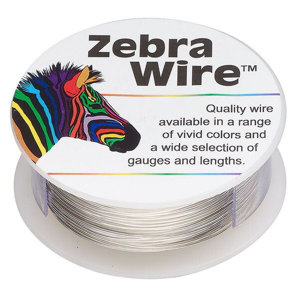 Wire, Zebra Wire™, silver-plated copper, round, 24 gauge. Sold per 20-yard spool. image number 0