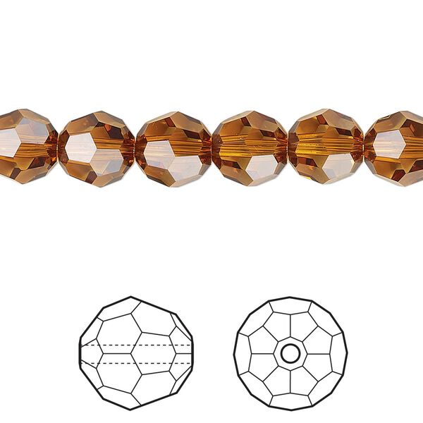 Bead 12pk light amber, Crystal Passions&reg; 8mm round 5000 image number 0