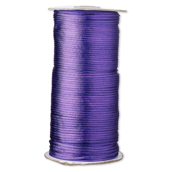Cord, Satinique™, satin, purple, 2mm regular. Sold per 400-foot spool. image number 0