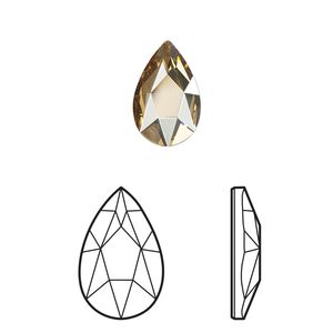 Flat back 72pk crystal golden shadow foil back, Swarovski® 14x9mm pear 2303