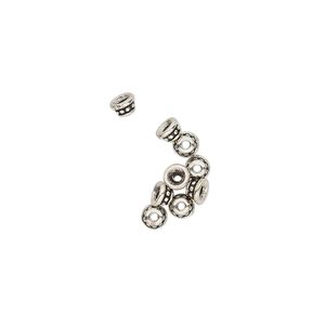 Bead cap, TierraCast®, antique silver-plated pewter (tin-based alloy), 3.5x2mm beaded round, fits 2-4mm bead. Sold per pkg of 10.